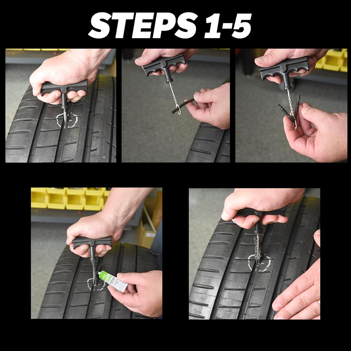 Tyre Repair Brown Emergency Puncture Seal Strips (5 Pcs Set) - Merchanse