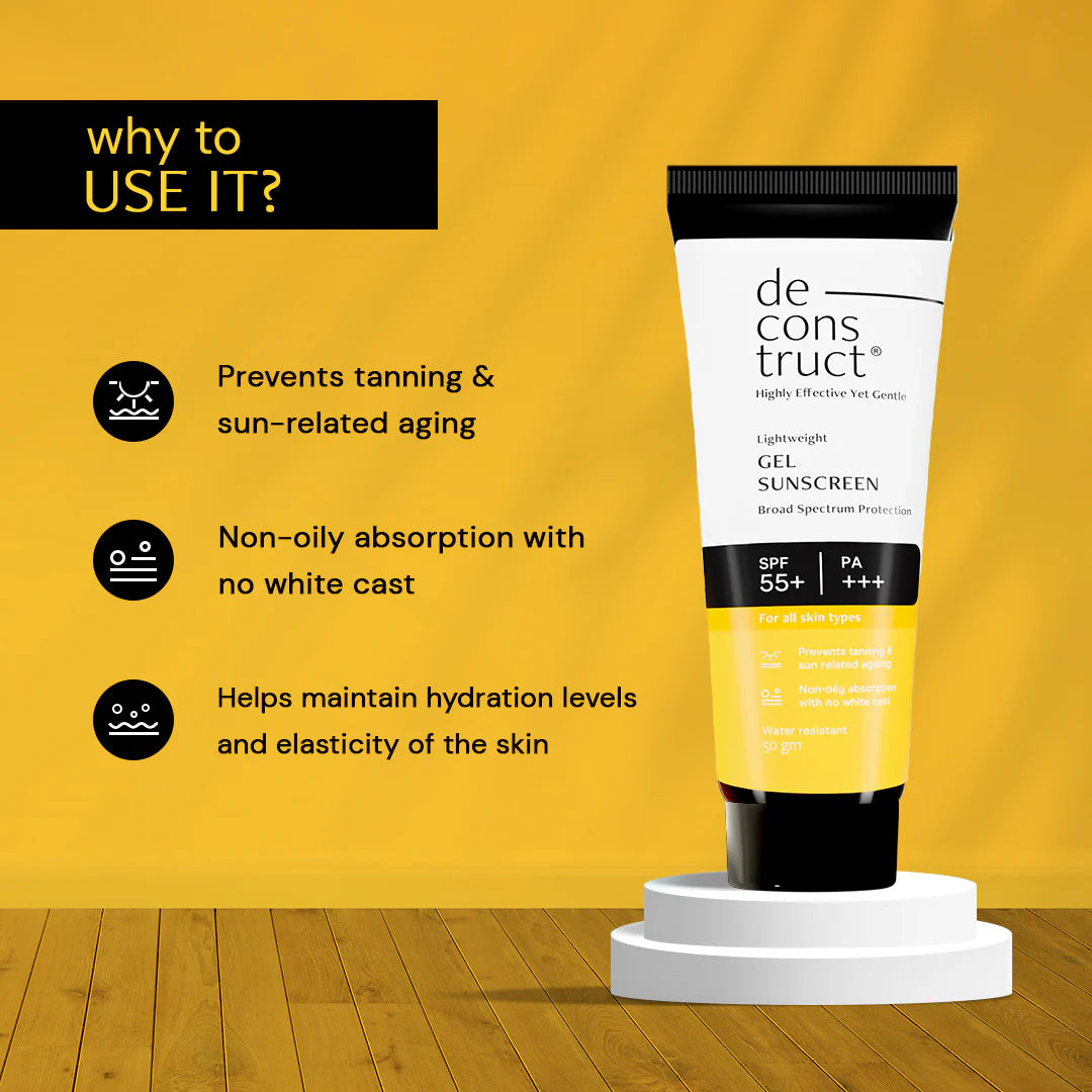 Deconstruct 50g - Gel Sunscreen For Oily Skin - SPF 55+ And PA+++ | Water Resistant Sunscreen - Merchanse