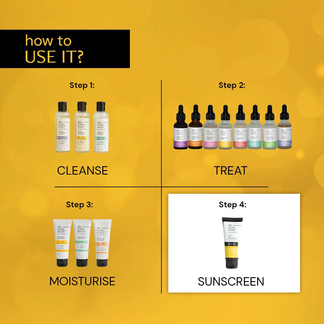 Deconstruct 50g - Gel Sunscreen For Oily Skin - SPF 55+ And PA+++ | Water Resistant Sunscreen - Merchanse