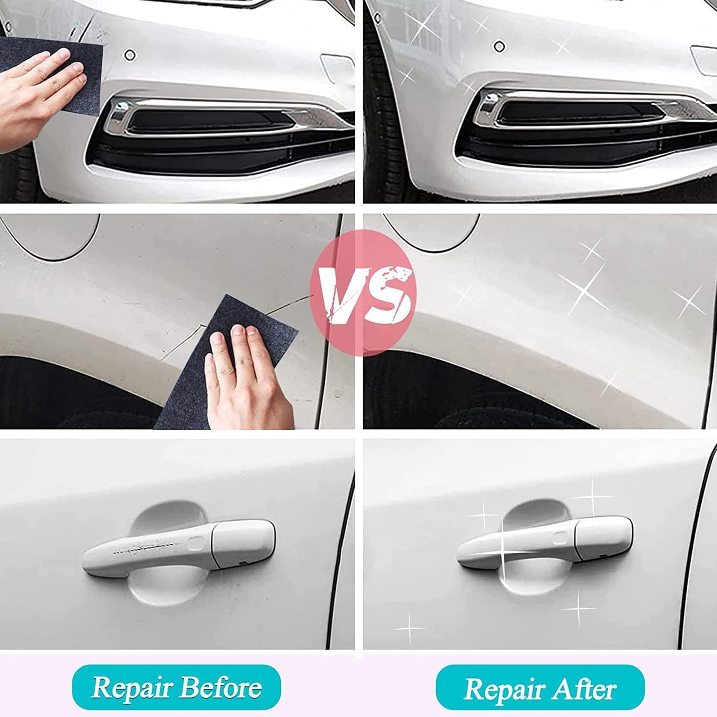 8527 Nano Magic Car Scratch Remover Cloth Multipurpose Scratch Repair Cloth Cloth For Car Paint Scratch Repair Easy To Repair Slight Scratches On The Surface Polishing Repeatable Use For All Kinds Of Car (45 Ml Repair Solution 2 Gloves 2 Nano Cloth) - Merchanse