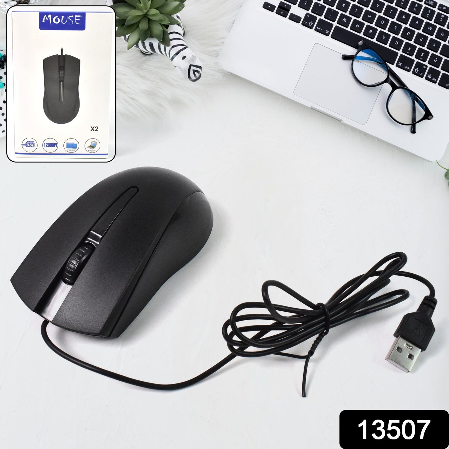 Computer Laptop Wired Optical Mouse X2 (1 Pc) - Merchanse
