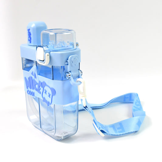 2in1 Dual Compartment Water Bottle With Straw And Adjustable Shoulder Straps (1 Pc Multi Color) - Merchanse