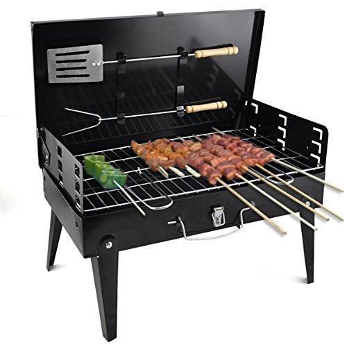 125 Stainless Steel Briefcase Style Barbecue Grill Toaster (Medium Black) - Merchanse