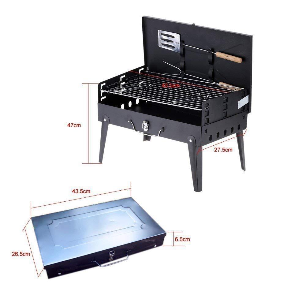 125 Stainless Steel Briefcase Style Barbecue Grill Toaster (Medium Black) - Merchanse