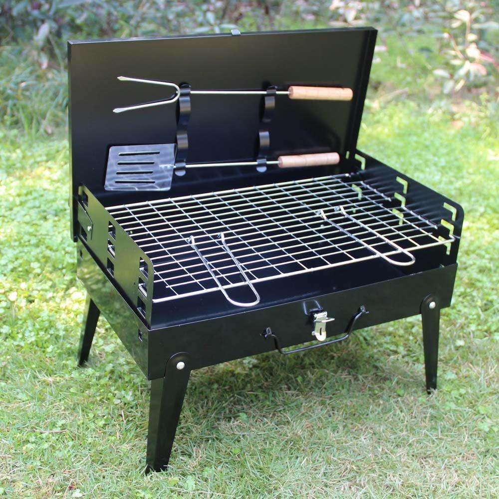 125 Stainless Steel Briefcase Style Barbecue Grill Toaster (Medium Black) - Merchanse