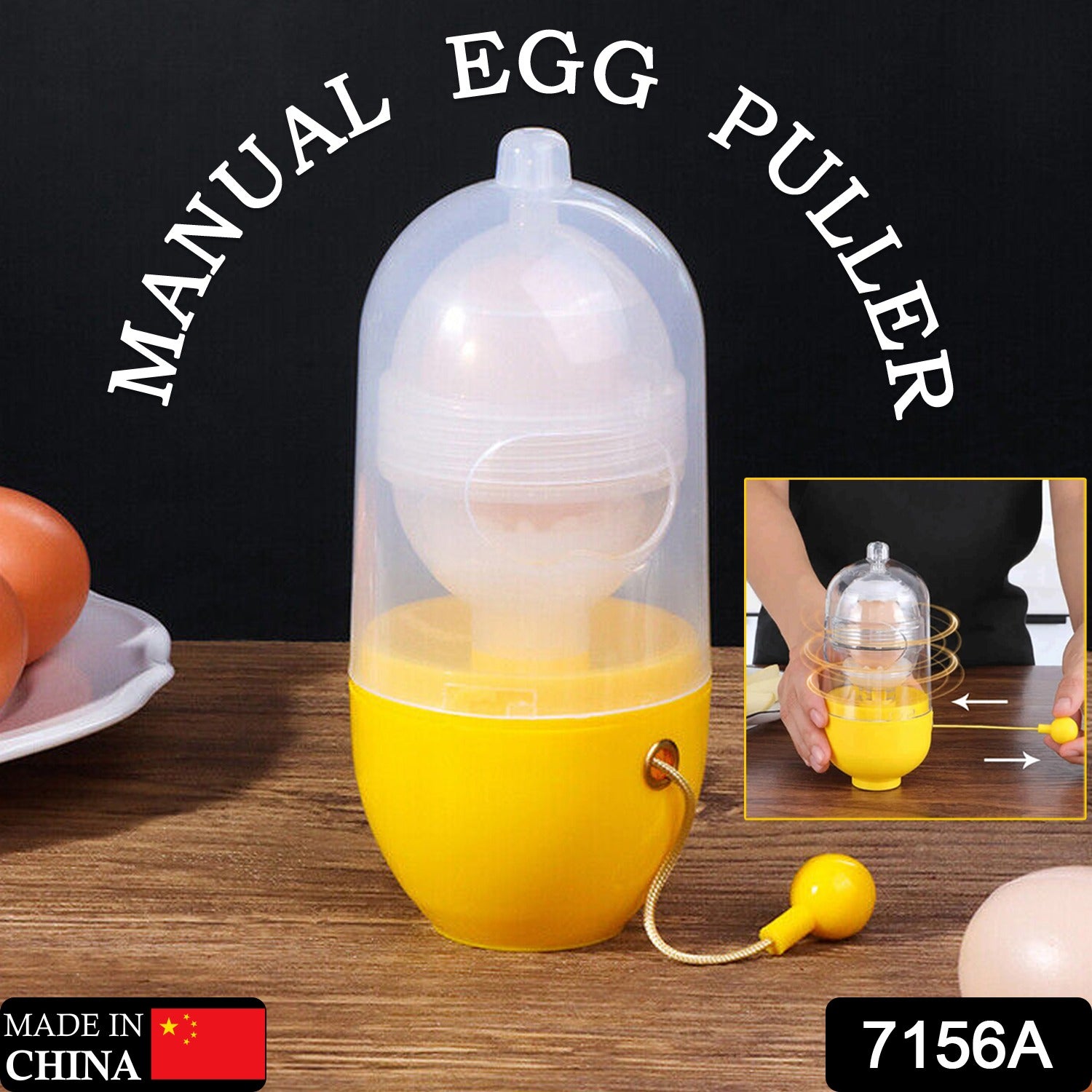 7156a Manual Egg Puller Scrambler Household White Egg Yolk Mixer Kitchen Tool Mix Manual Scrambler Convenient Without Breaking Eggs. - Merchanse