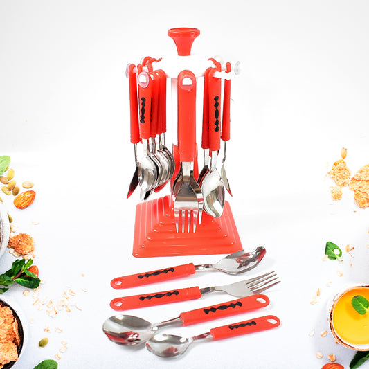 Classic Cutlery Set For Dining Table Stainless Steel 24-piece Set With Stand (1 Set - Merchanse