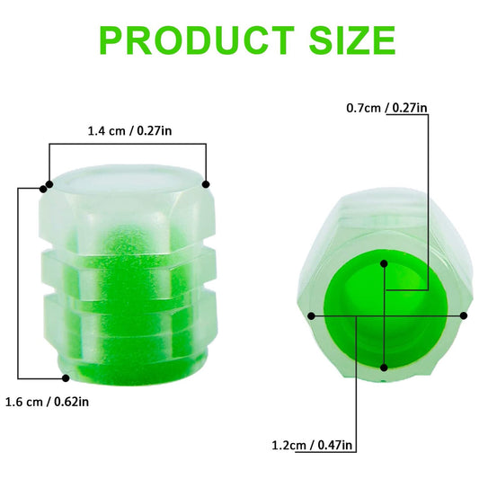 0547 Tyre Valve Caps Luminous Glow Car Tire Air Stem Valve Cap Covers ( 4 Pcs ) - Merchanse