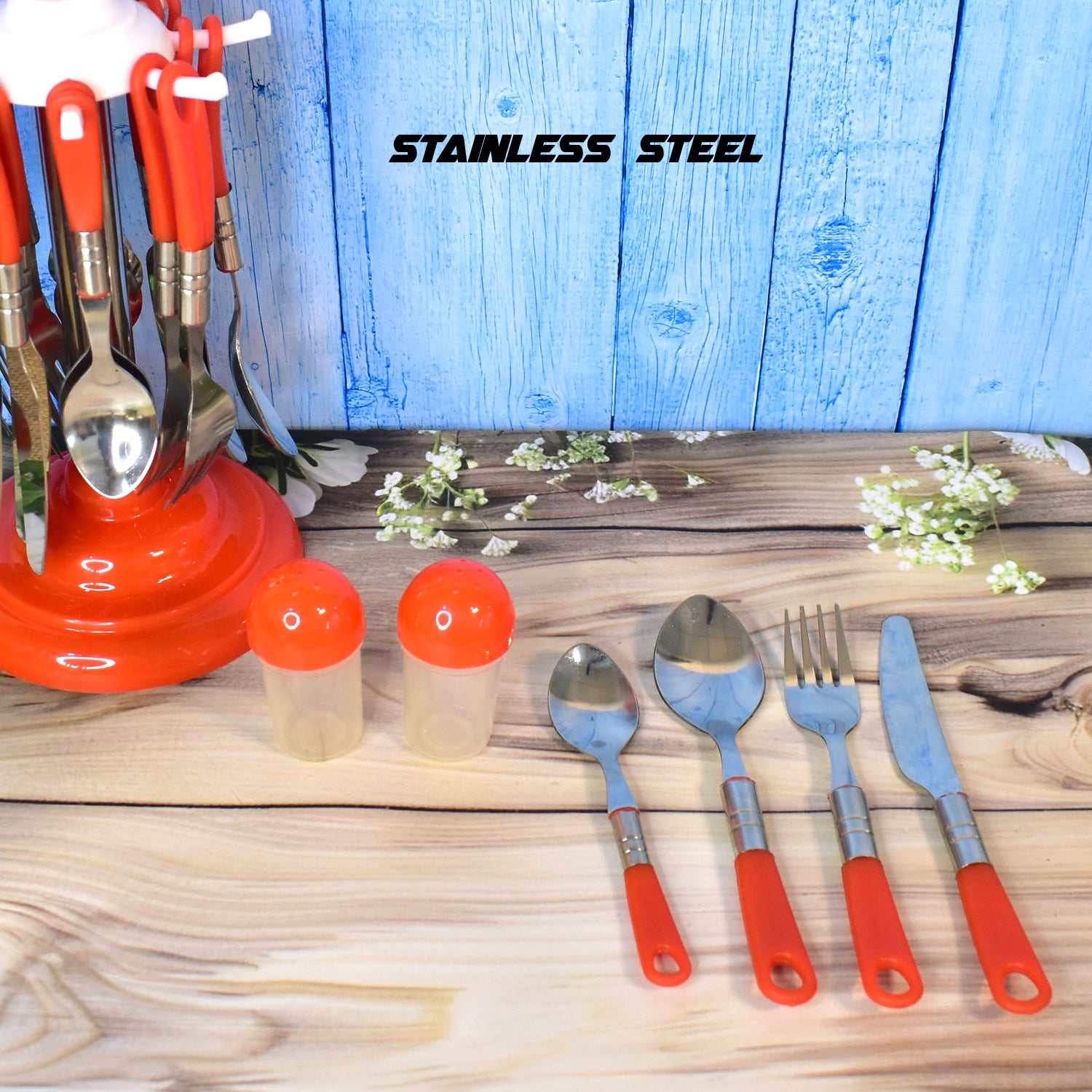 Luxury Cutlery Set For Dining Table Stainless Steel 26-piece Set With Stand (1 Set - Merchanse
