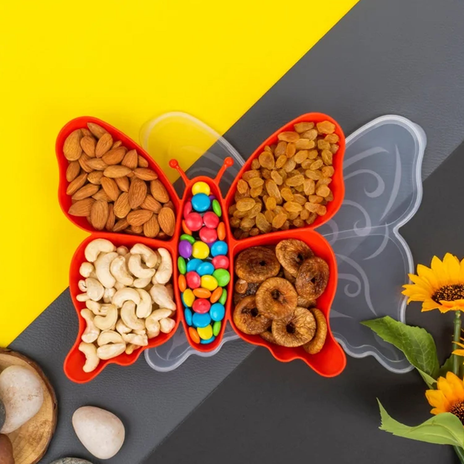5 Compartment Multipurpose Butterfly Plastic Tray (1 Pc) - Merchanse