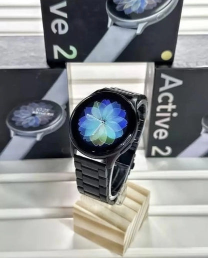 Sweven Active 2 premium smartwatch with Amoled display , black silicon and metallic strips ECG , Blood pressure , oxygen level, Heart rate monitor,150+ watch faces