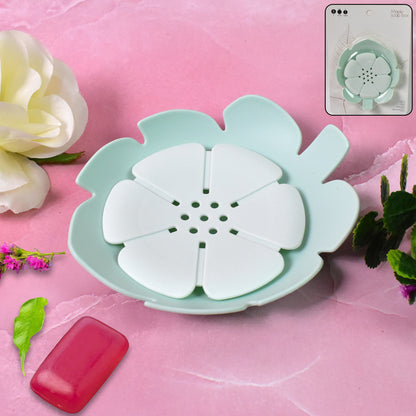 Plastic Flowers Soap Dish Bathroom Accessories Set Shower Gift (1 Pc) - Merchanse
