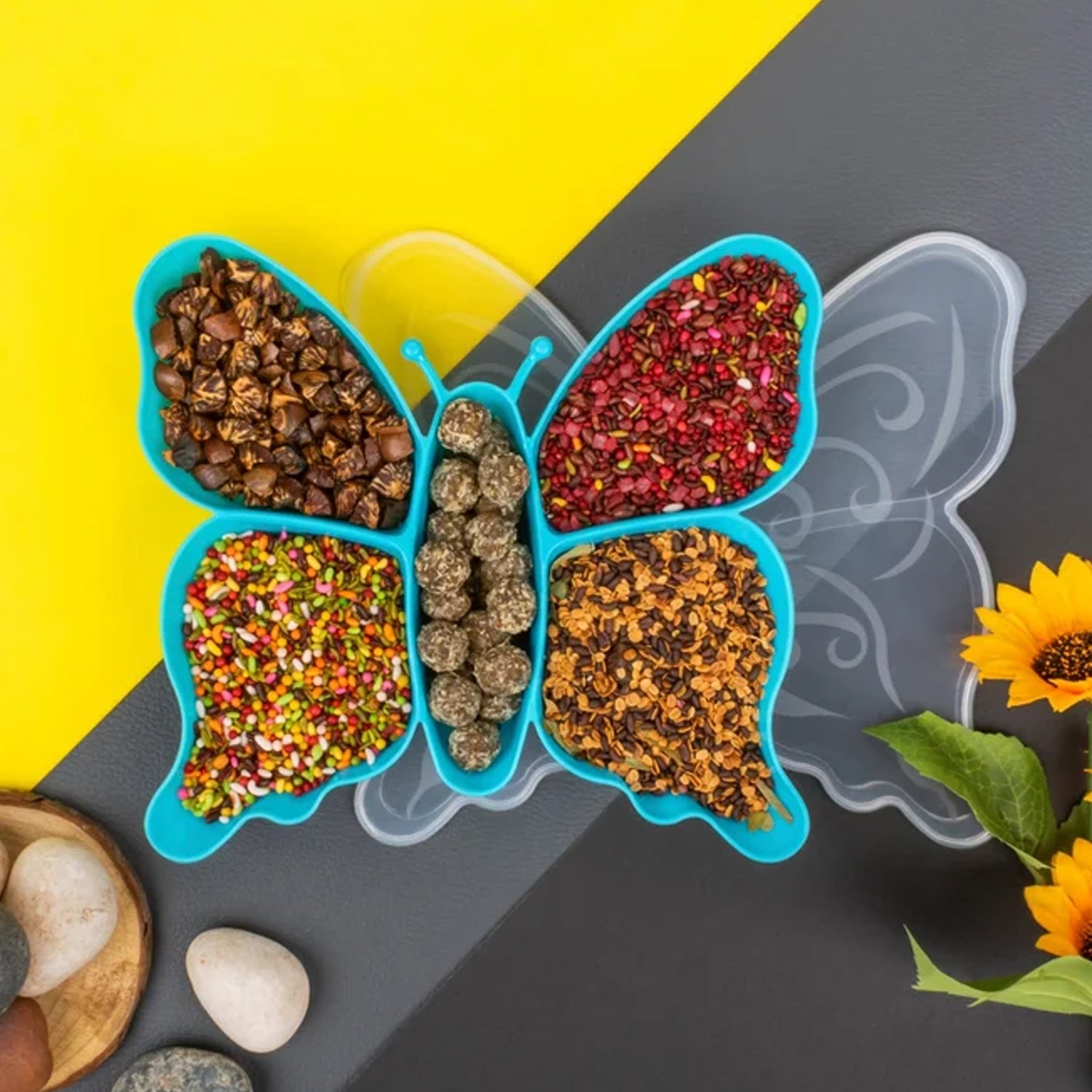 5 Compartment Multipurpose Butterfly Plastic Tray (1 Pc) - Merchanse