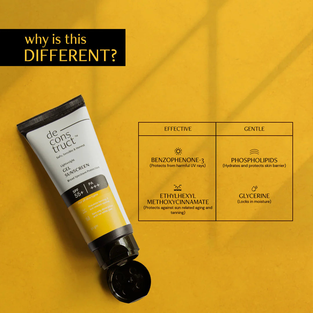Deconstruct 50g - Gel Sunscreen For Oily Skin - SPF 55+ And PA+++ | Water Resistant Sunscreen - Merchanse