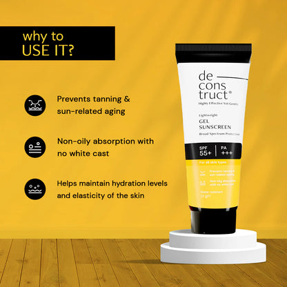 Deconstruct 50g - Gel Sunscreen For Oily Skin - SPF 55+ And PA+++ | Water Resistant Sunscreen - Merchanse