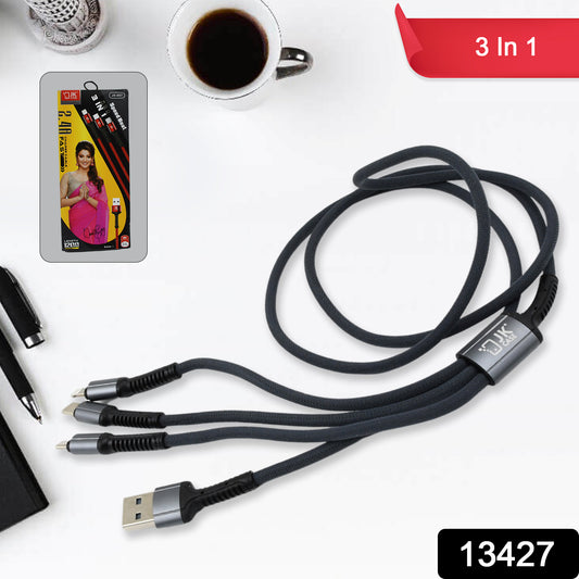 3 In 1 Multi Super Fast Charging Cable (1 Pc 1200 Mm) - Merchanse