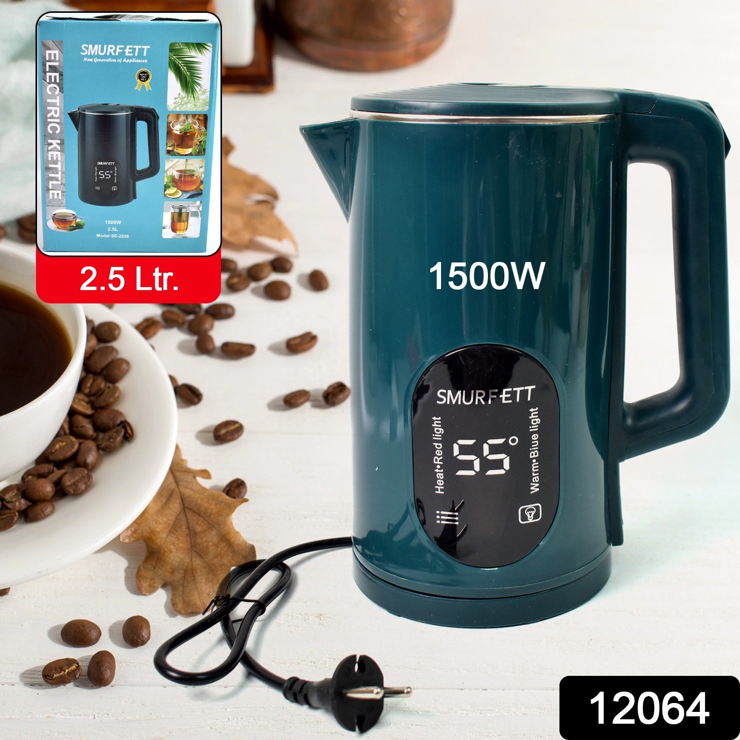 Temperature Display Electric Kettle 55 Degrees Constant Temperature Electric Kettle (1500w 2.5 Ltr. 1 Pc) - Merchanse