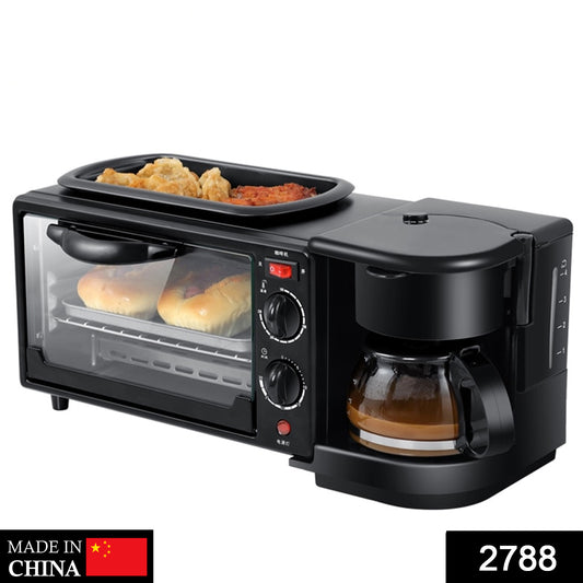 2788 3 In 1 Breakfast Maker Portable Toaster Oven Grill Pan Coffee Maker Full Breakfast Ready At One Go - Merchanse