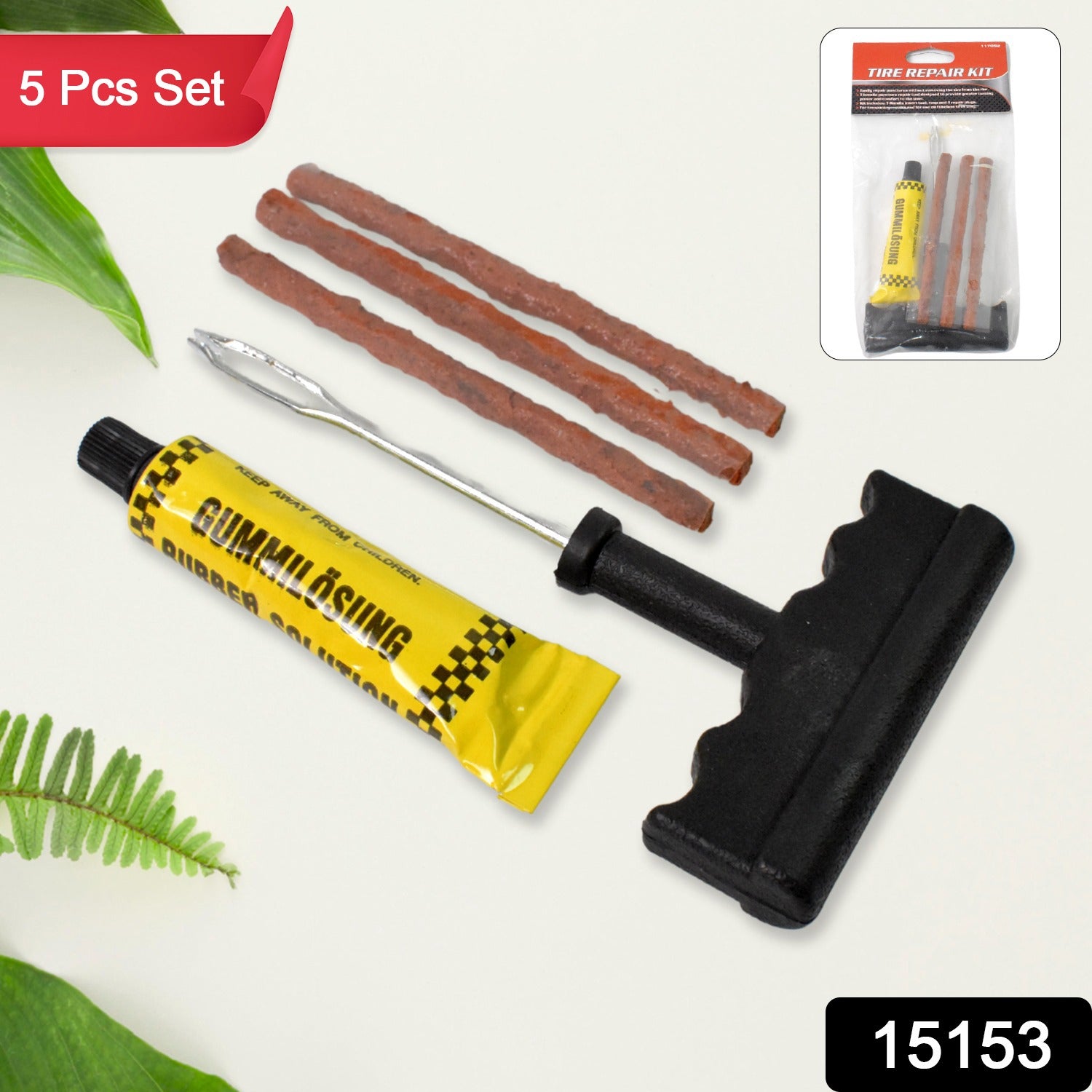 Tyre Puncture Repair Kit With 3 Seal Strips (5 Pcs Set) - Merchanse