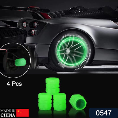 0547 Tyre Valve Caps Luminous Glow Car Tire Air Stem Valve Cap Covers ( 4 Pcs ) - Merchanse