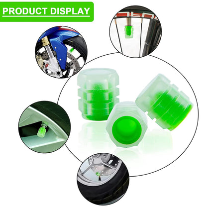 0547 Tyre Valve Caps Luminous Glow Car Tire Air Stem Valve Cap Covers ( 4 Pcs ) - Merchanse