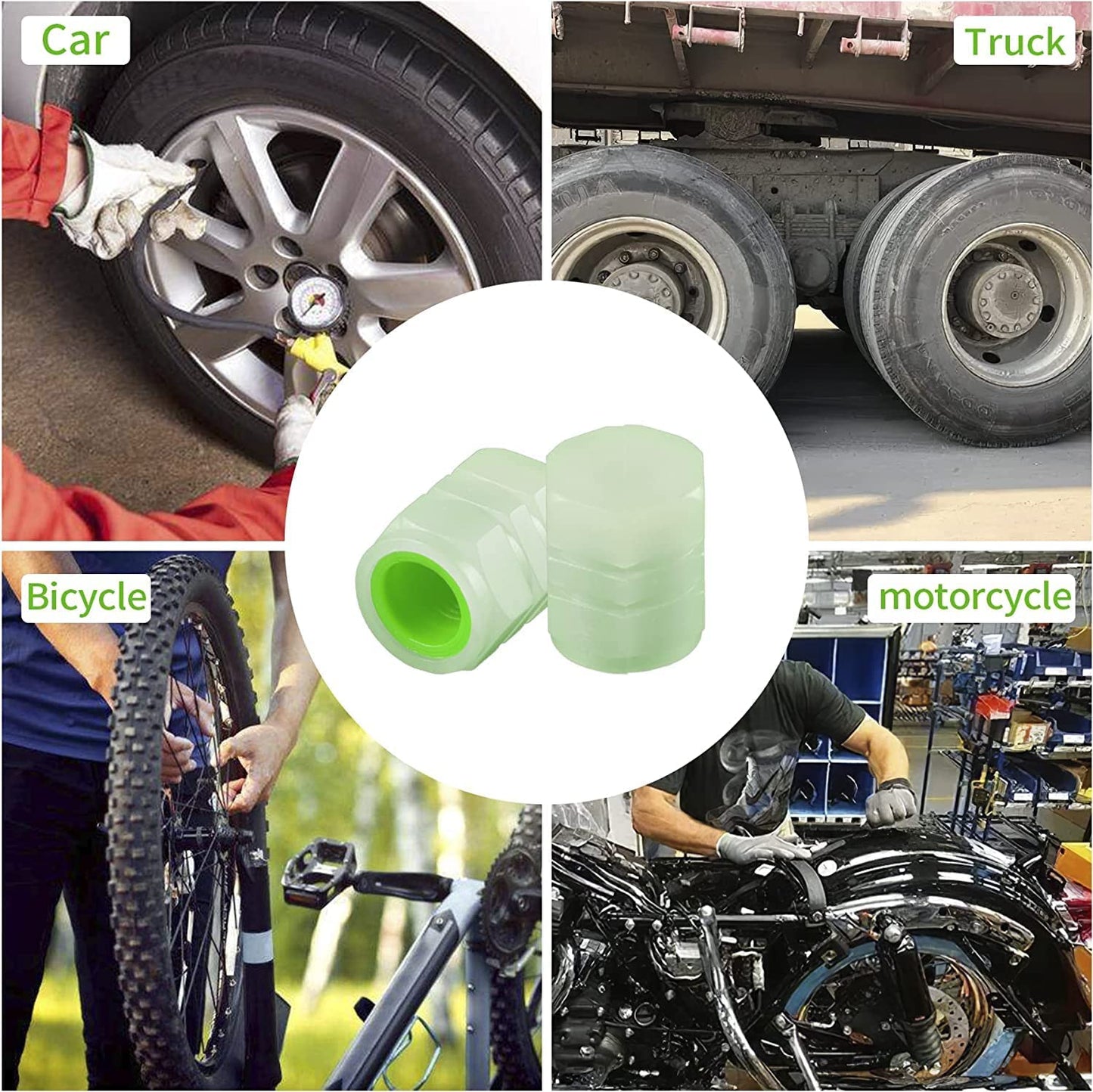 0547 Tyre Valve Caps Luminous Glow Car Tire Air Stem Valve Cap Covers ( 4 Pcs ) - Merchanse