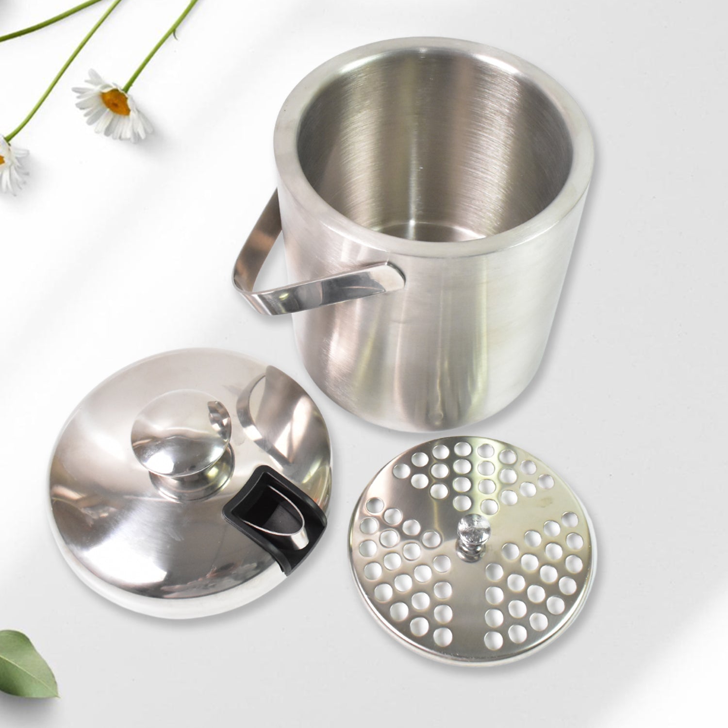Stainless Steel Ice Buckets With Lid (1.3 Liters Approx) - Merchanse