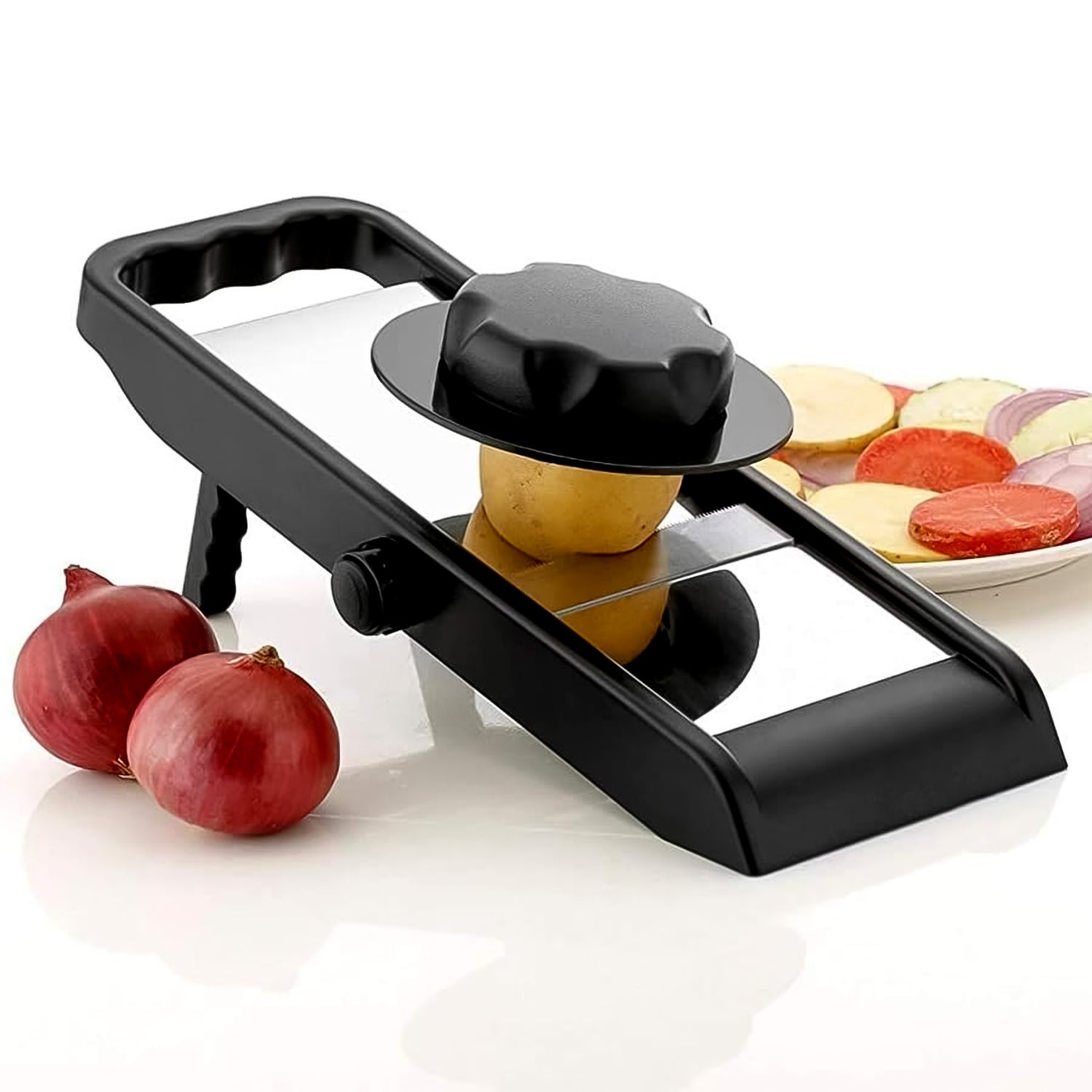 Adjustable Slicer Stainless Steel And Plastic Premium Multipurpose Potato Onion Slicer And Grater (1 Pc) - Merchanse