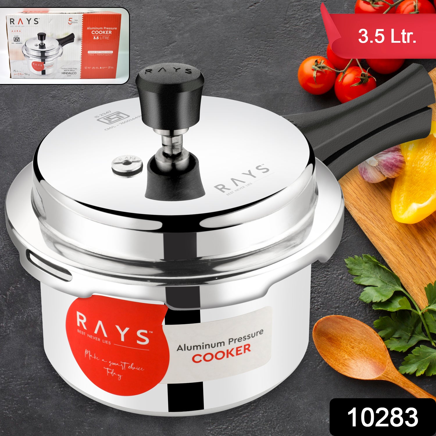 Aluminium Rays Aura Pressure Cookers With Outer Lid (3.5 Litres) - Merchanse