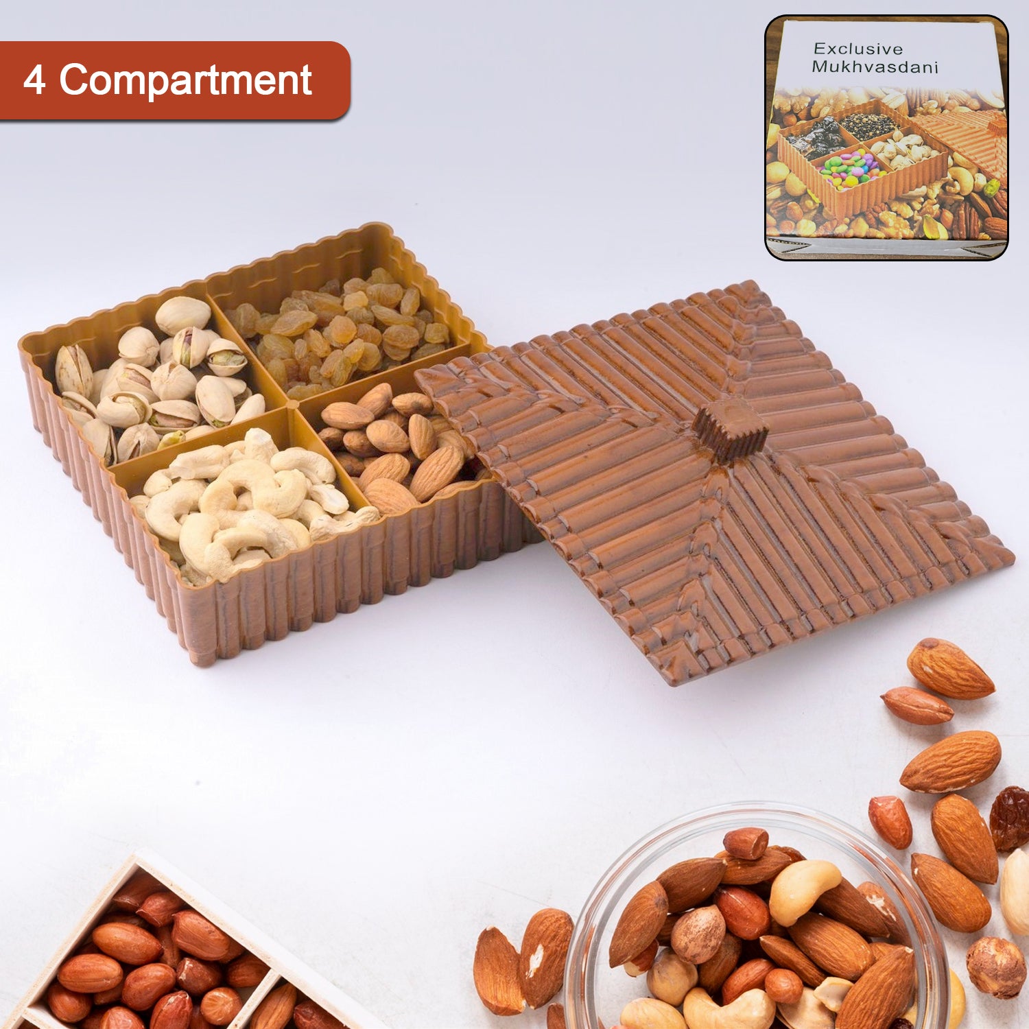 Plastic Multipurpose Dry Fruit Chocolates Mouth Box (1 Pc) - Merchanse