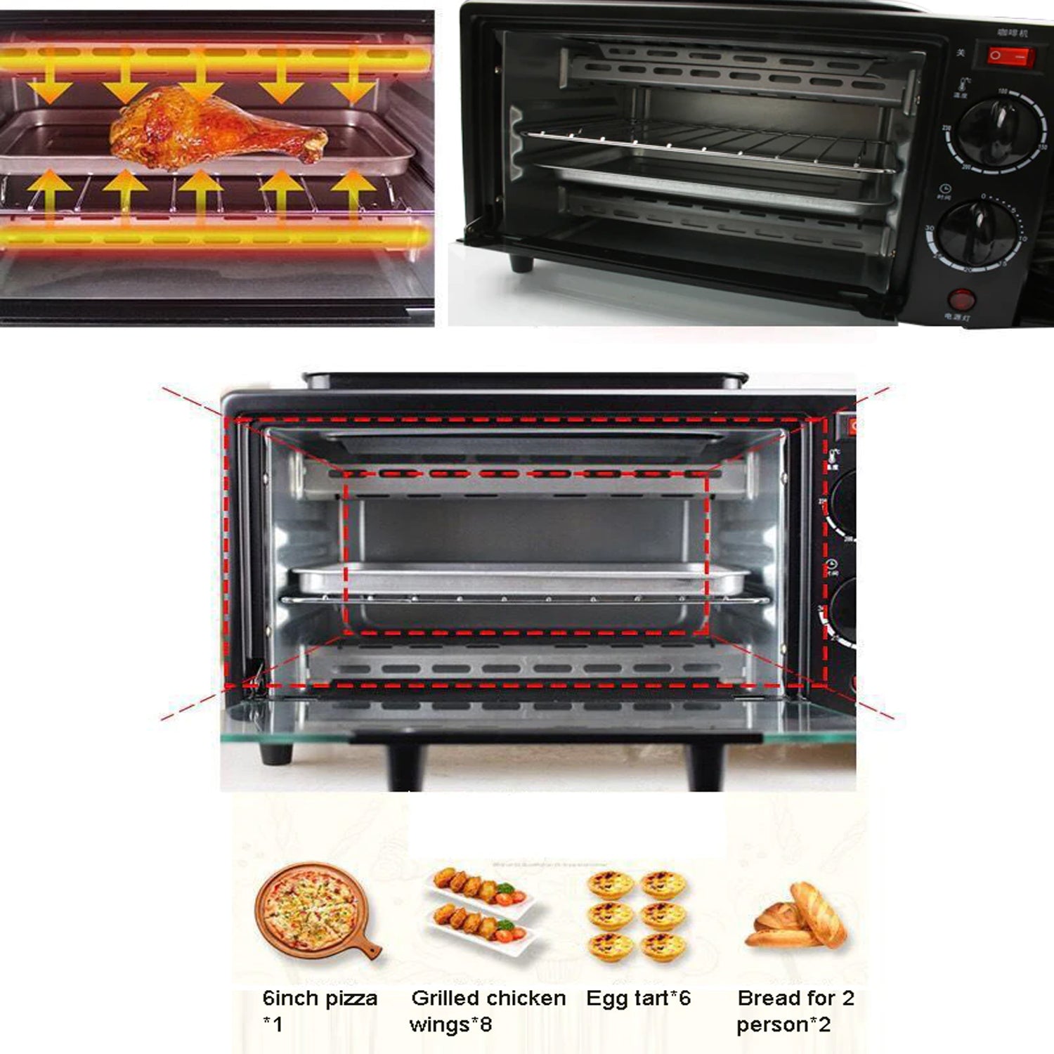 2788 3 In 1 Breakfast Maker Portable Toaster Oven Grill Pan Coffee Maker Full Breakfast Ready At One Go - Merchanse