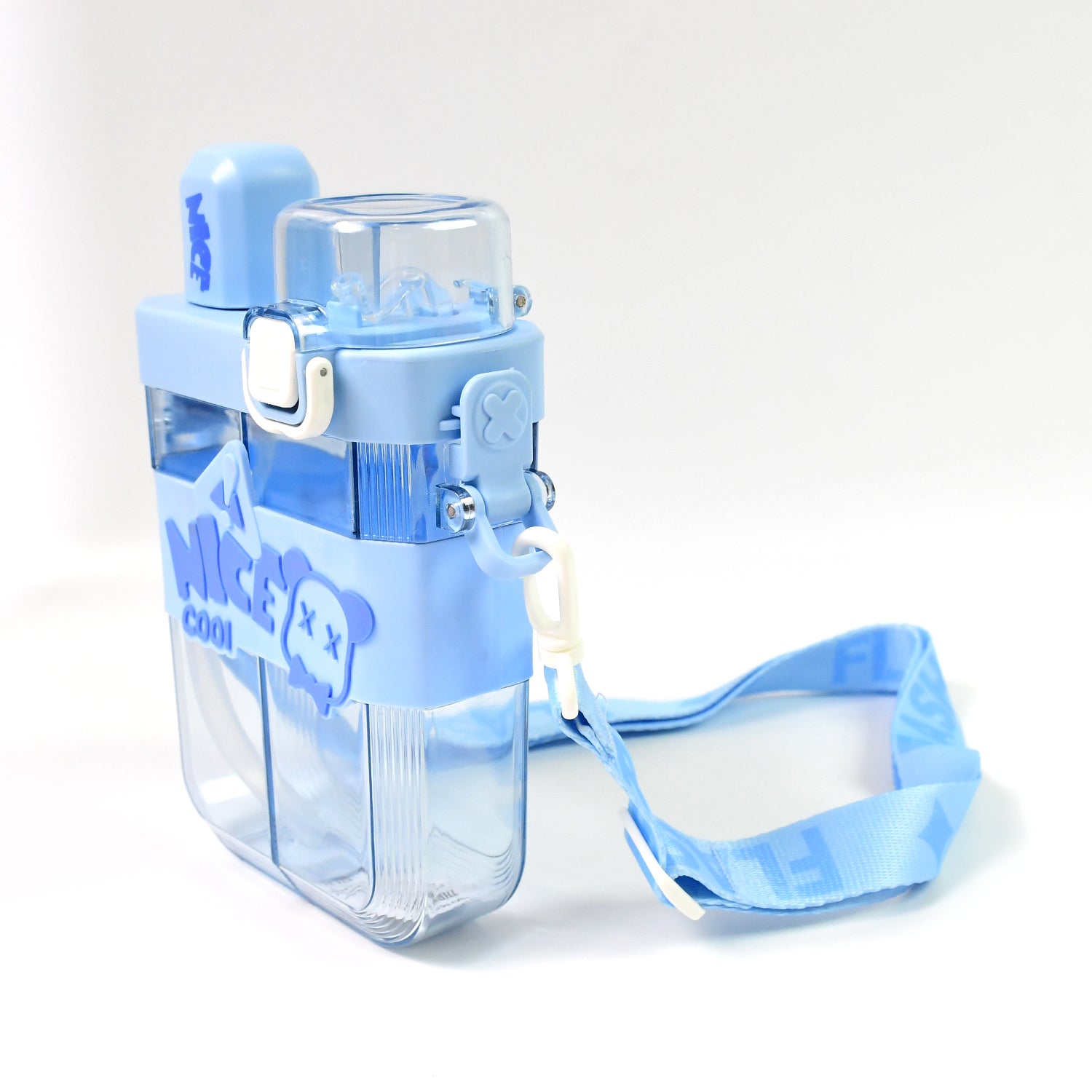 2in1 Dual Compartment Water Bottle With Straw And Adjustable Shoulder Straps (1 Pc Multi Color) - Merchanse
