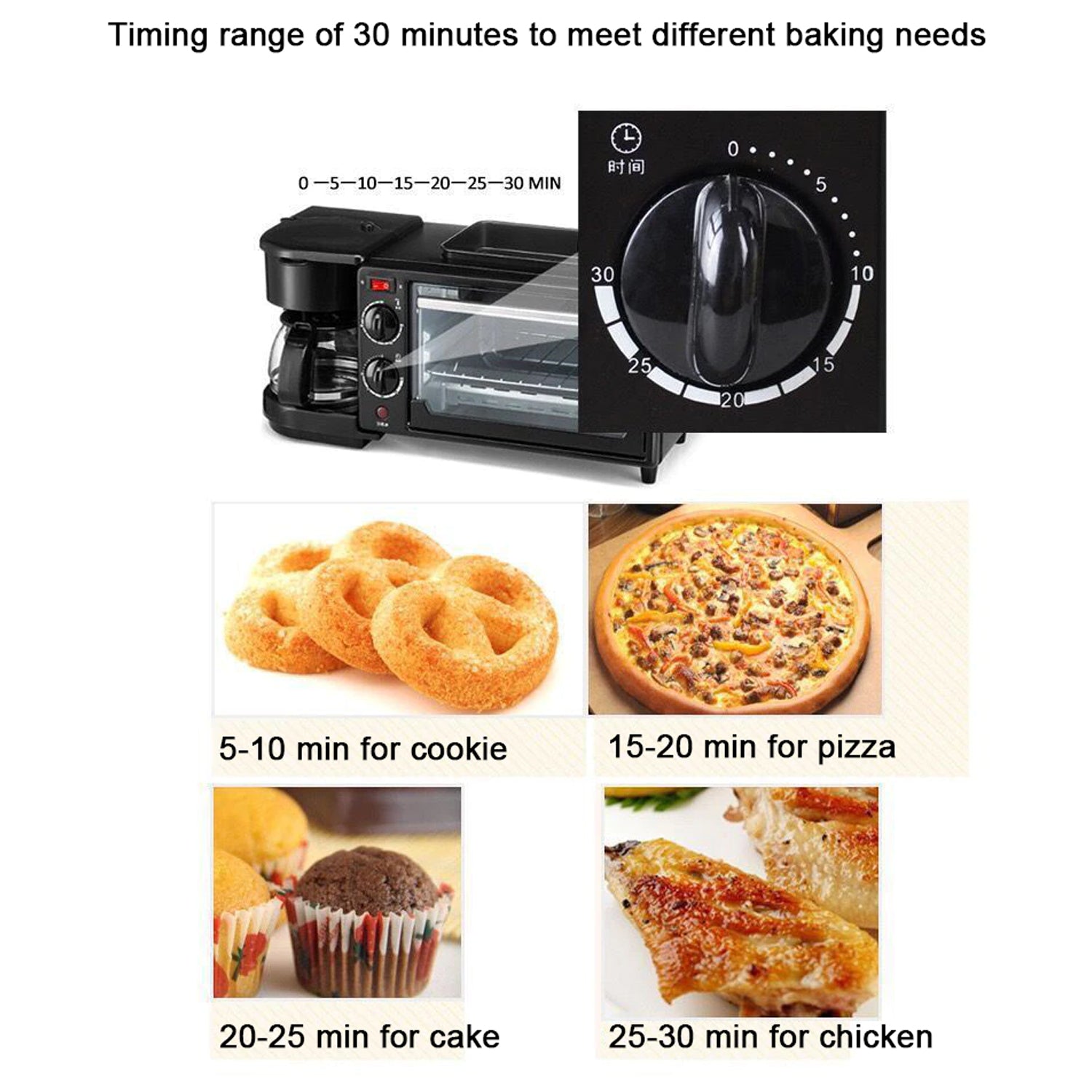 2788 3 In 1 Breakfast Maker Portable Toaster Oven Grill Pan Coffee Maker Full Breakfast Ready At One Go - Merchanse