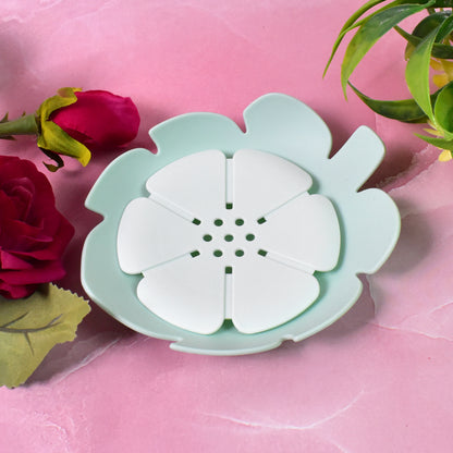 Plastic Flowers Soap Dish Bathroom Accessories Set Shower Gift (1 Pc) - Merchanse