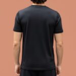 Men Solid Black Round Neck Cotton Blend T-shirt (Black) - Image 2