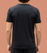 Men Solid Black Round Neck Cotton Blend T-shirt (Black) - Image 3