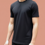 Men Solid Black Round Neck Cotton Blend T-shirt (Black)