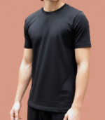 Men Solid Black Round Neck Cotton Blend T-shirt (Black)