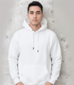 Premium Men's Solid White Cotton Fleece Hoodie - High GSM
