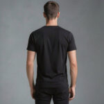 Men Solid Black Round Neck Cotton Blend T-shirt (Black) - Image 2