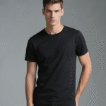 Men Solid Black Round Neck Cotton Blend T-shirt (Black)