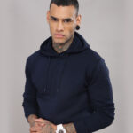 Navy blue premium drop shoulder hoodie
