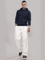 Navy blue premium drop shoulder hoodie - Image 2