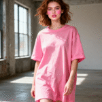 Women baby pink oversize T-shirt