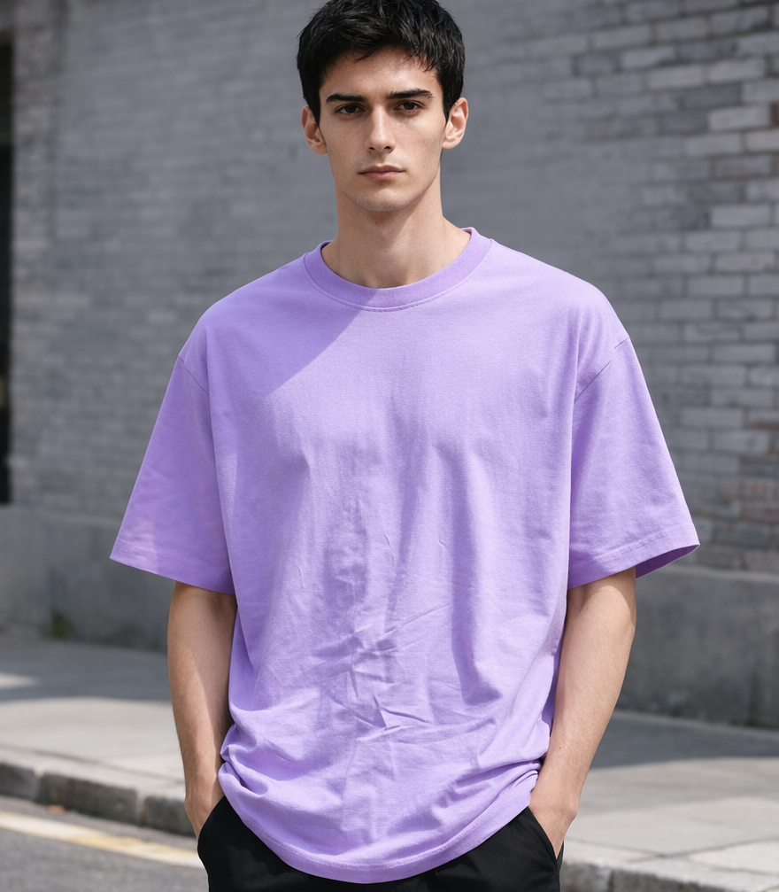 a_lavendar_oversize_ts Men oversize T-shirt 100% cotton premium quality - Image 1